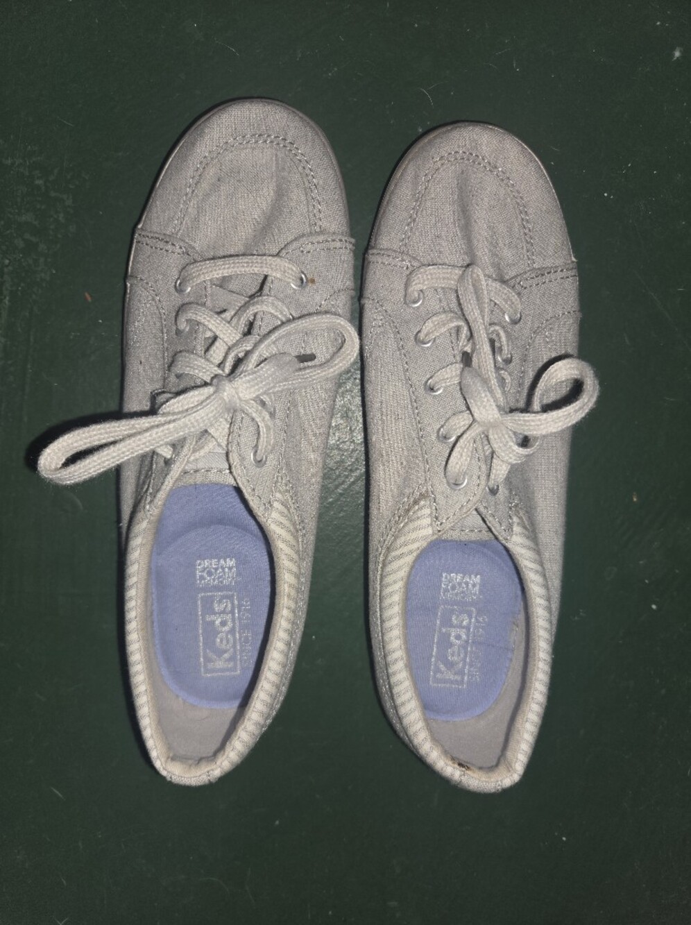 Keds Light Gray Canvas Sneakers with Blue Insole